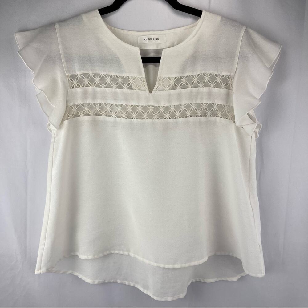 Anine Bing Ruffle Sleeve Blouse Size S